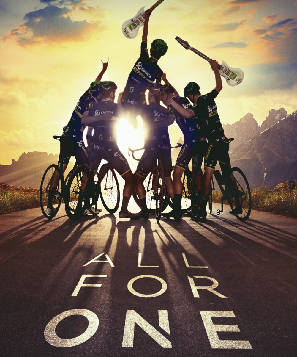 For one. All for one. One for all and all for one. Film one on one 2017. Fon alb.